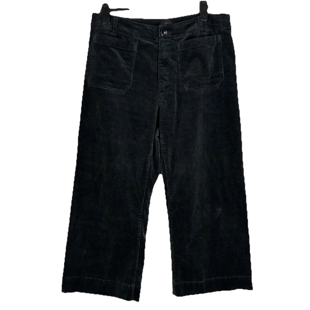 Quince Organic Stretch Corduroy Cropped Wide Leg Pants Size 16 In Black